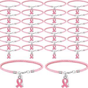Breast Cancer Awareness Bracelets Pink Ribbon Adjustable Collectible Gift Pack